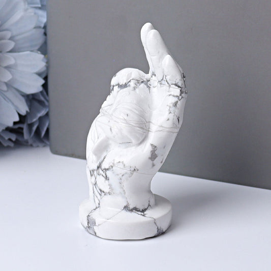 3" Howlite Hand with Sleeping Kid Crystal Carvings Model Bulk Best Crystal Wholesalers
