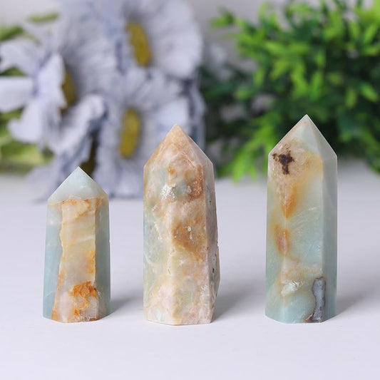 Natural Caribbean Calcite Points Meditation Sky Blue Crystal Towers Points Bulk Best Crystal Wholesalers