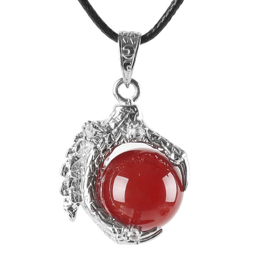 Dragon Paw Wrapped Red Chalcedony Round Ball Gemstone Crystal Pendant Best Crystal Wholesalers
