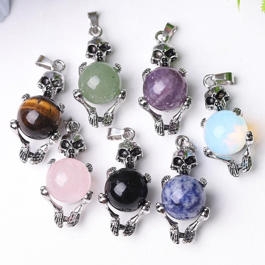 Wholesale Silver Skeleton Wrapped Round Ball Crystal Pendant Best Crystal Wholesalers