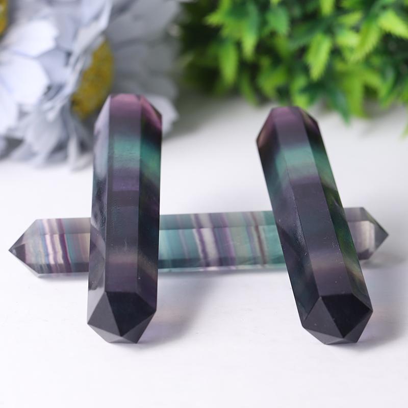 3.8" High Quality Rainbow Fluorite Double Terminated Towers Points Bulk for Healing Best Crystal Wholesalers