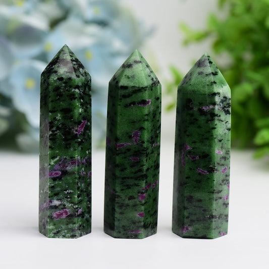 2.5"-4.0" Ruby In Zoisite Crystal Points Towers Bulk Best Crystal Wholesalers