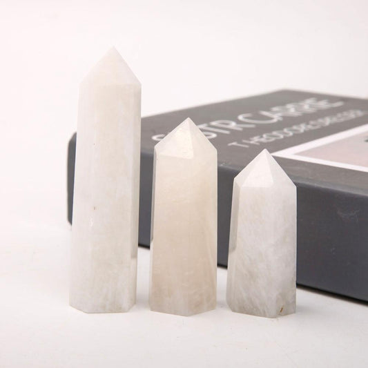Set of 3 White Moonstone Towers Points Bulk Best Crystal Wholesalers