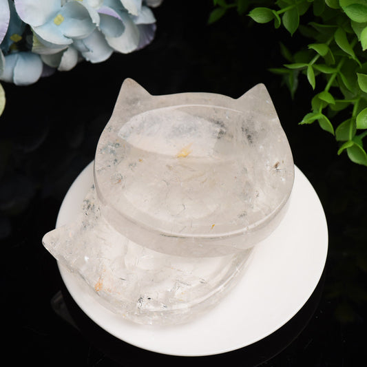 2.0"-3.5" Clear Quartz Cat Head Bowl Crystal Carving Bulk WholesaleBest Crystal Wholesalers