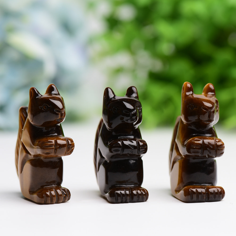 2.0" Tiger's Eye Squirrel Crystal Carving Animal Bulk Best Crystal Wholesalers