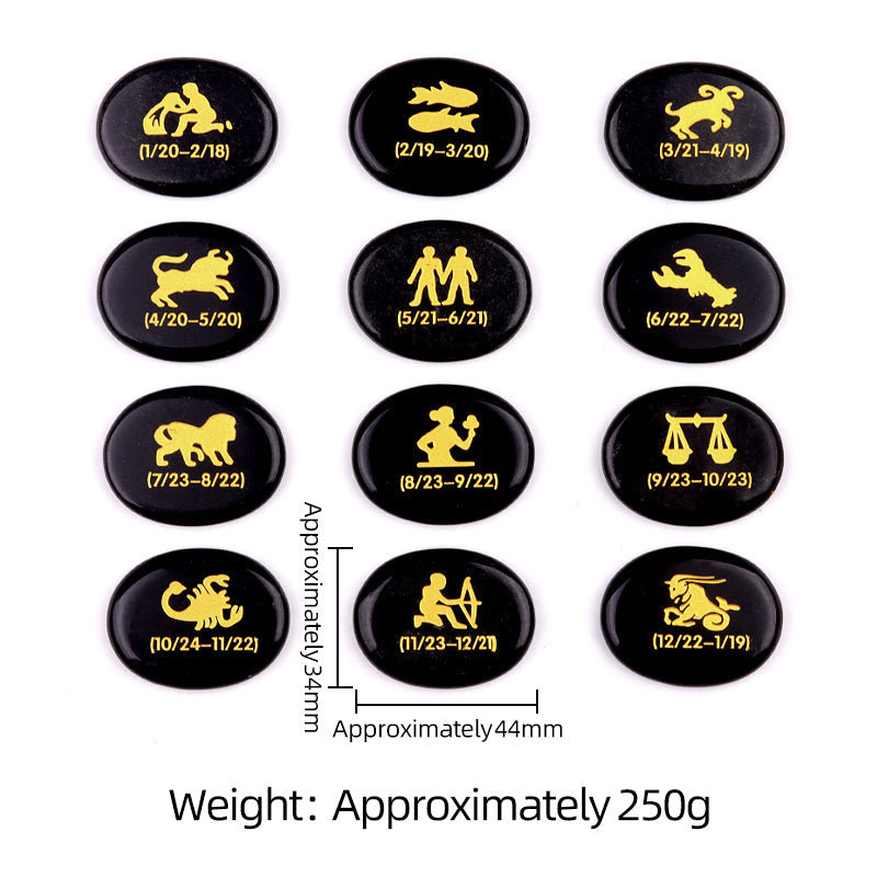 Crystal Twelve Constellation Flat Palm Stone Set Crystal Healing Bulk Wholesale