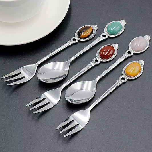 13cm Silver Crystal Fork Spoon Crystal Healing Bulk Wholesale
