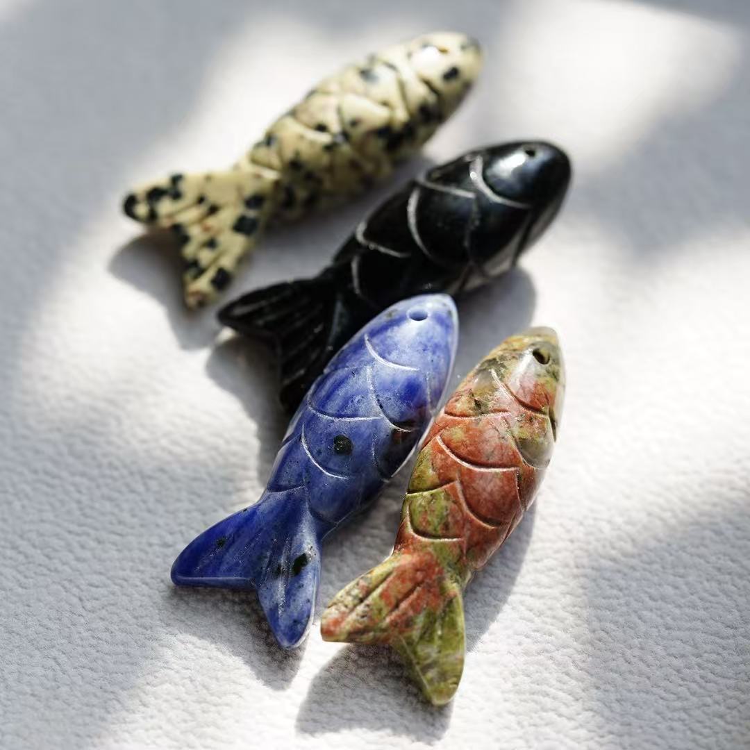 Crystal Fish Charm Pendant Crystal Healing Bulk Wholesale