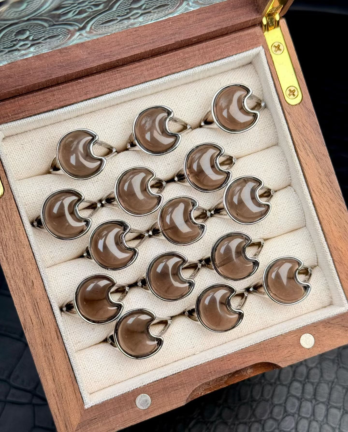 Adjustable Cooper Silver Plated Crystal Ring Crystal Healing Bulk Wholesale