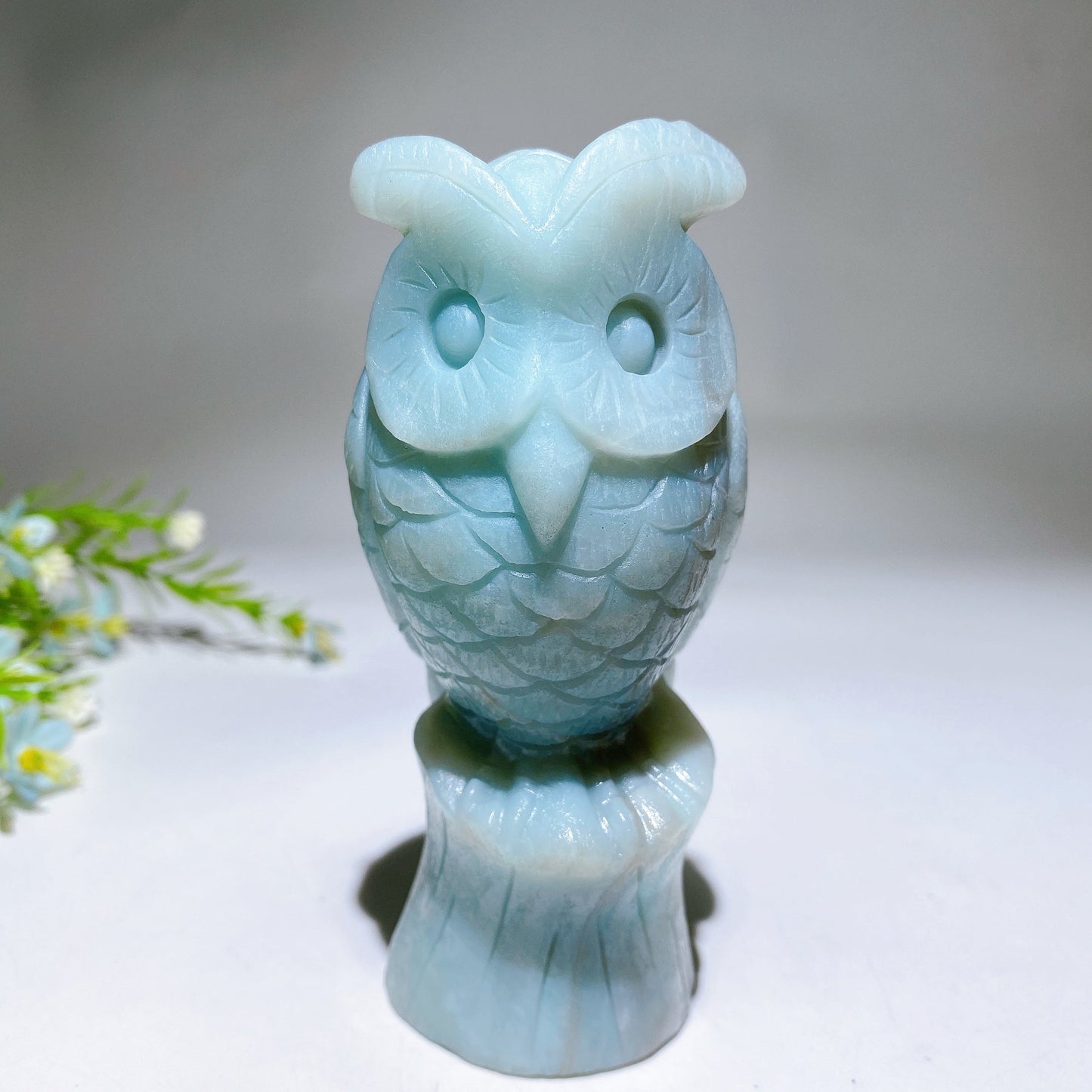 4.6" Sky Blue Owl Carving Crystal Healing Bulk Wholesale