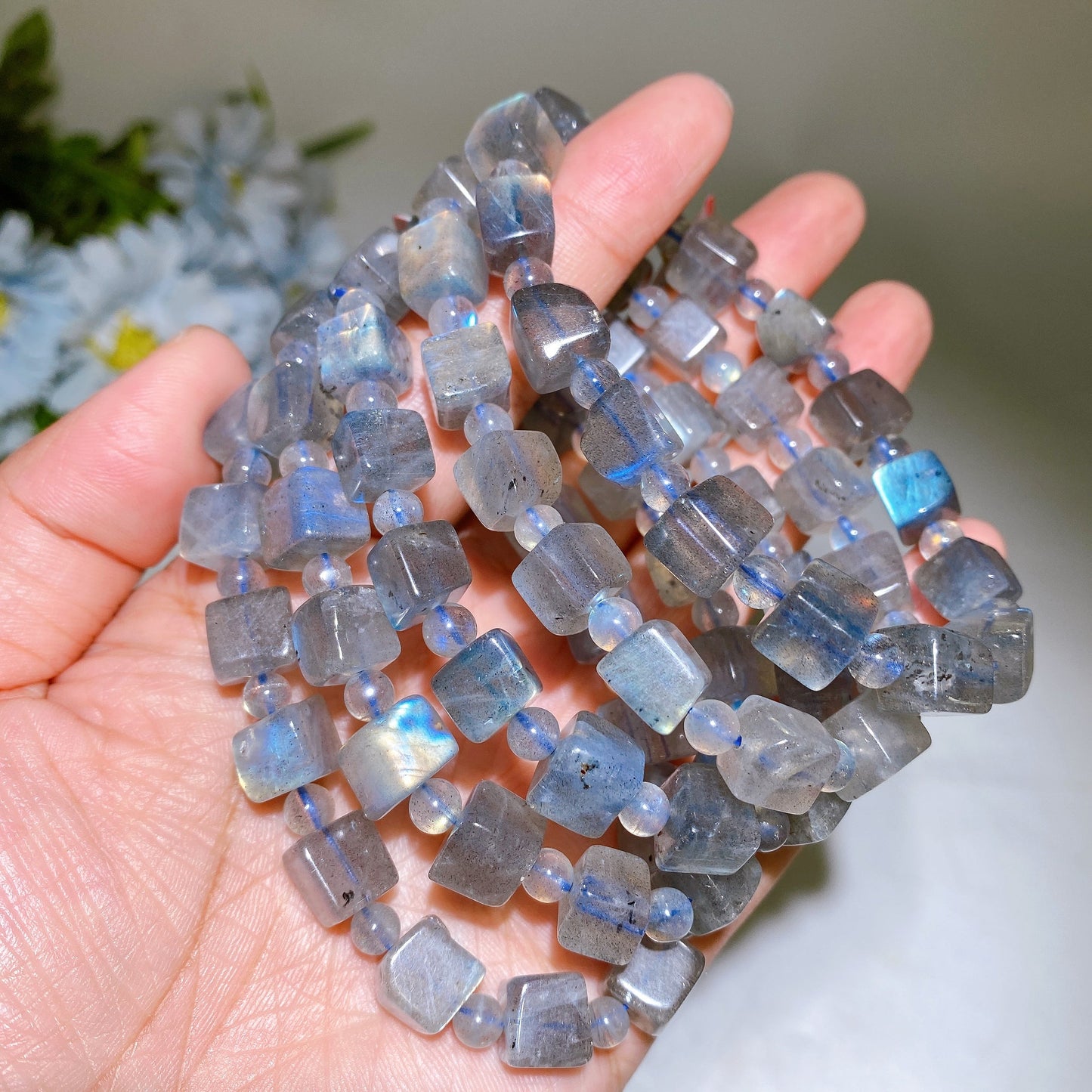 8mm Labradorie Cube Bracelet Crystal Healing Bulk Wholesale