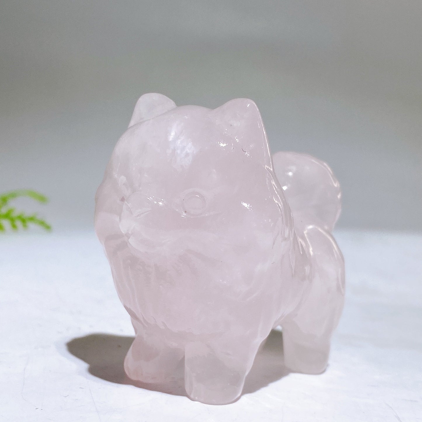 2.2" Naturla Crystal Pomeranian Dog Carving Wholesale