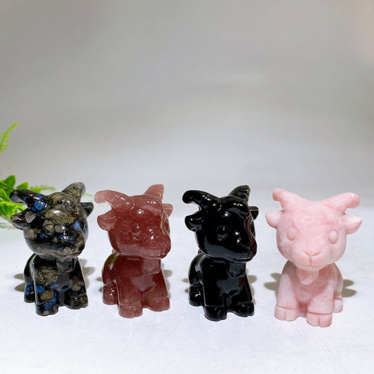 2.3" Natural Crystal Goat Carving Wholesale