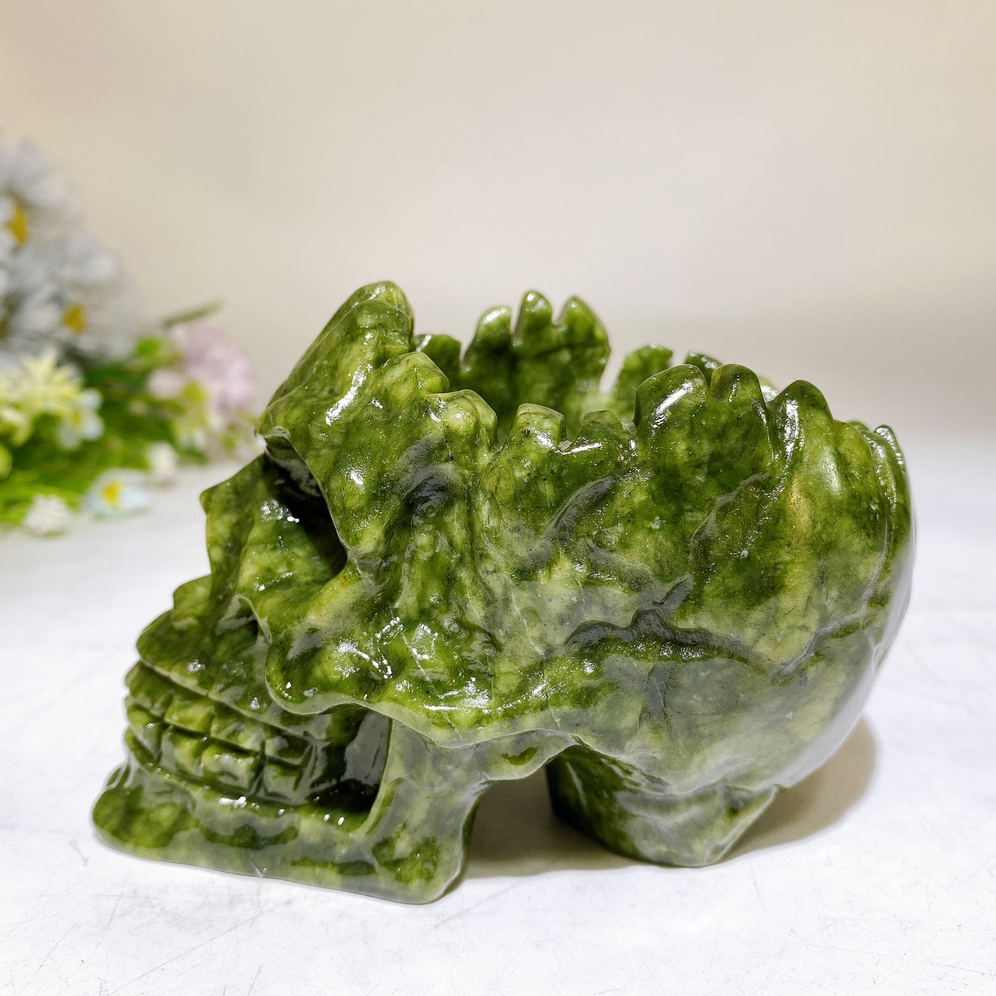 4.7" Serpentine Skull Bowl Carving Crystal Healing Bulk Wholesale