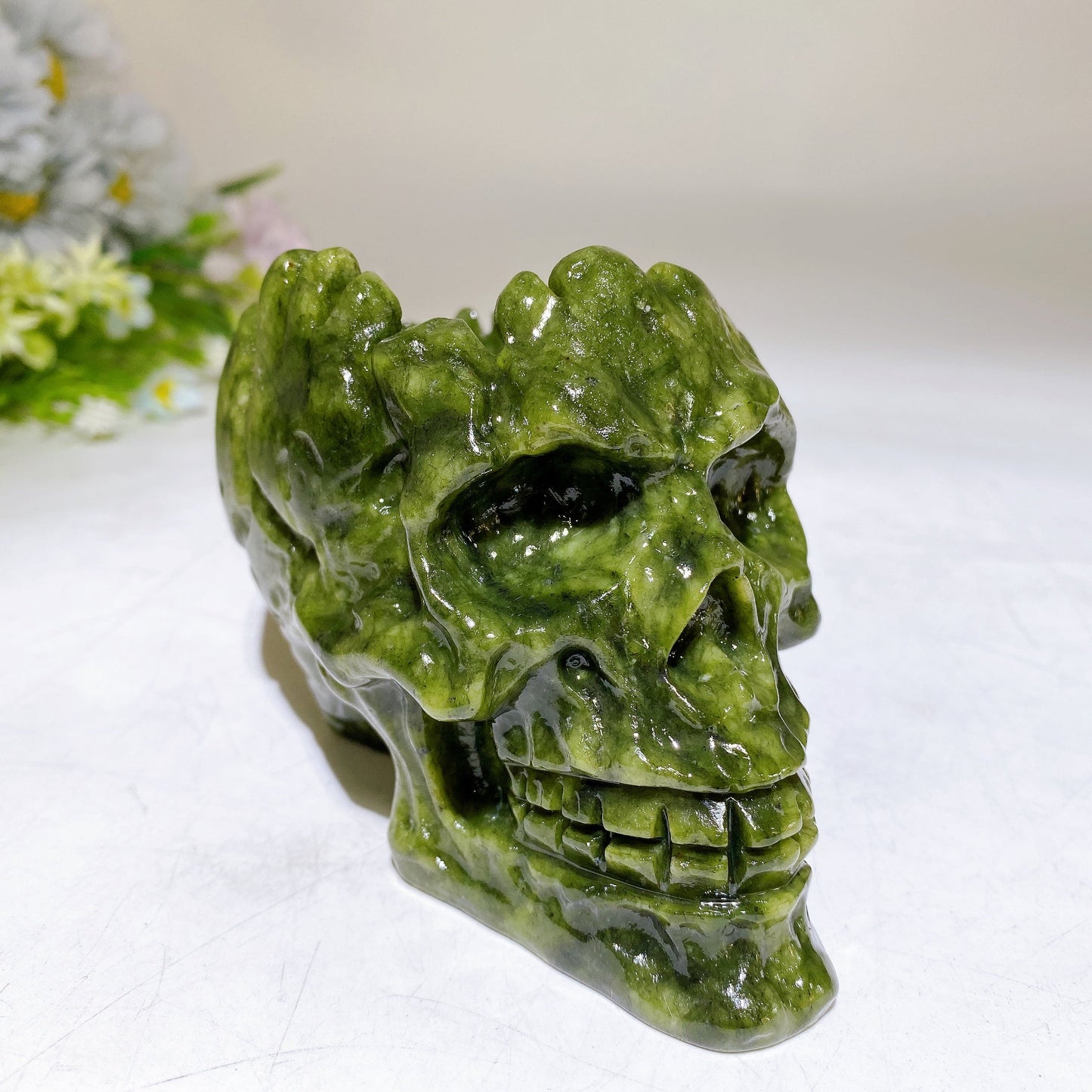 4.7" Serpentine Skull Bowl Carving Crystal Healing Bulk Wholesale