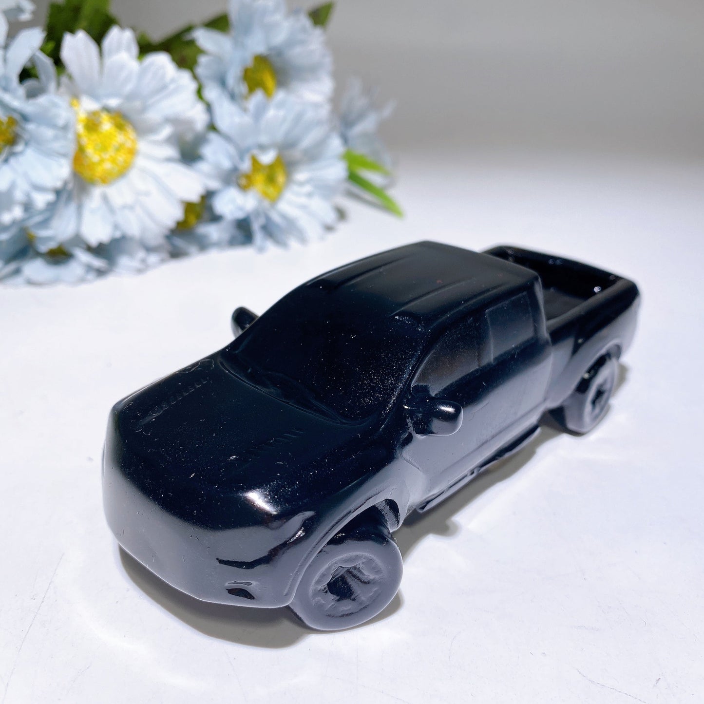 5.4" Black Obsidian Pickup Truck Carving Crystal Healing Bulk Wholesale