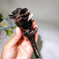 Silver Obsidian Skull Flower Carving with Stand Crystal Healing Bulk Wholesale