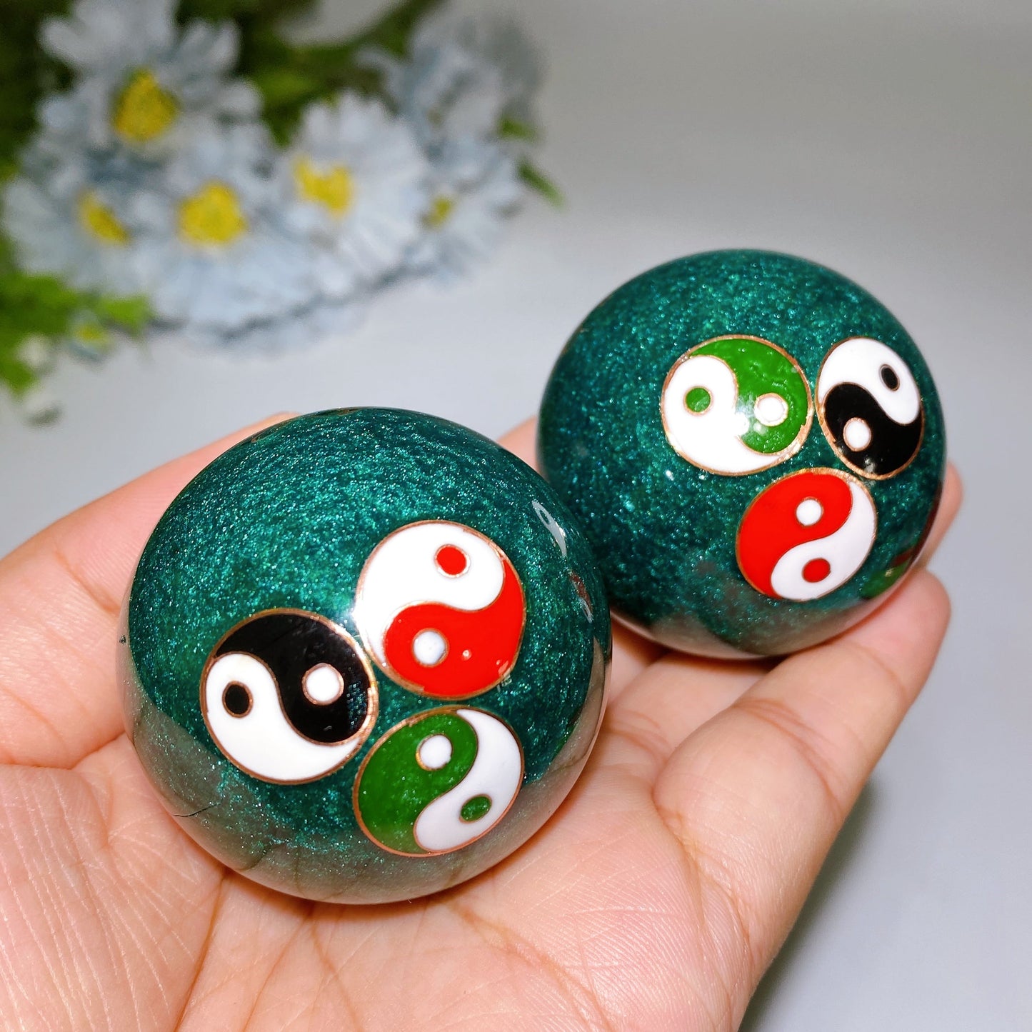 1.8" Metal Ringing Bagua Sphere Crystal Healing Bulk Wholesale