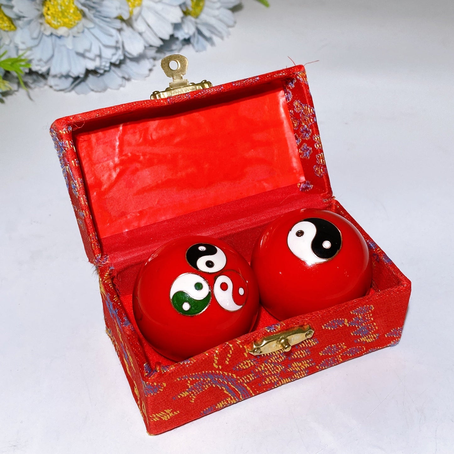 1.8" Metal Ringing Bagua Sphere Crystal Healing Bulk Wholesale