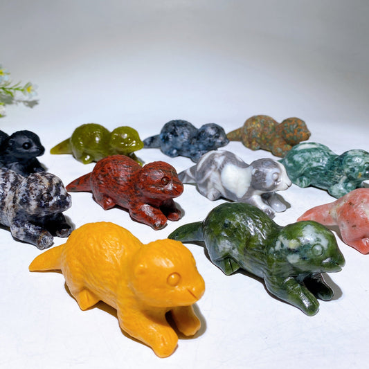 3.5" Natural Gemstone Crystal Beaver Carving  For Gift & Display Wholesale