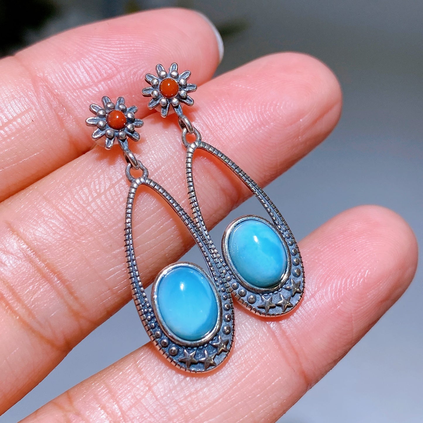 925 Silver Larimar Earrings Necklace Crystal Healing Bulk Wholesale