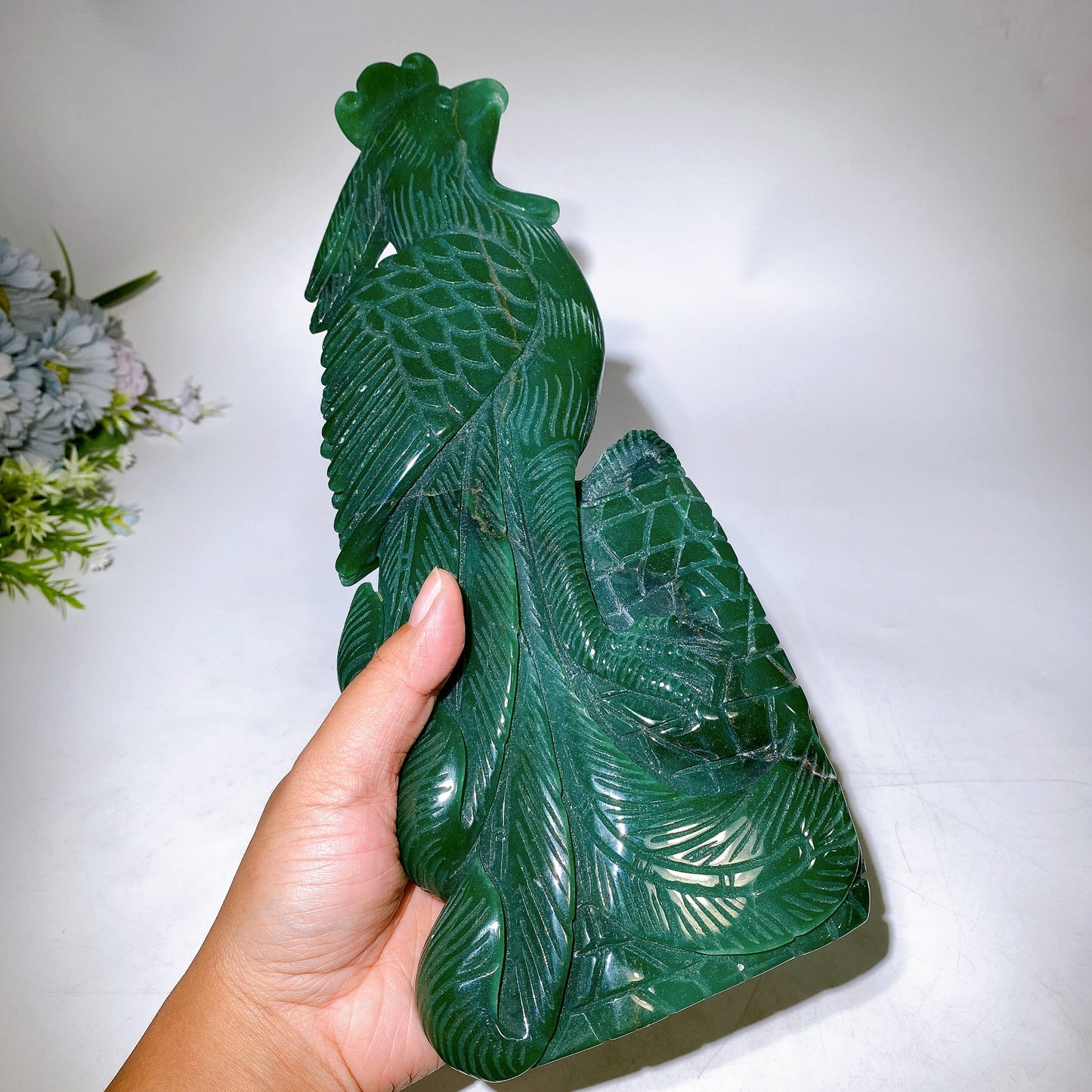 30cm Large Unique Green Aventurine Parrot Carving Crystal Healing Bulk Wholesale