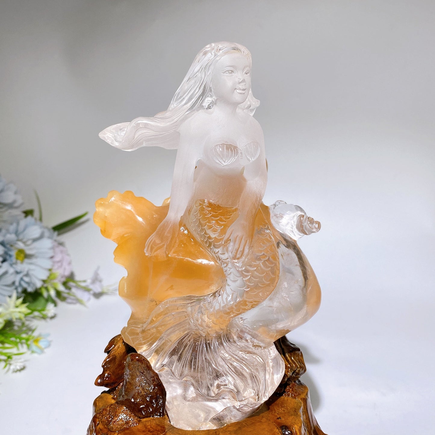 Unique Clear Quartz Mermaid Carving Crystal Healing Bulk Wholesale