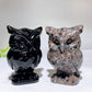 3.1" Natural Black Obsidian Yooperlite Owl Carving Wholesale