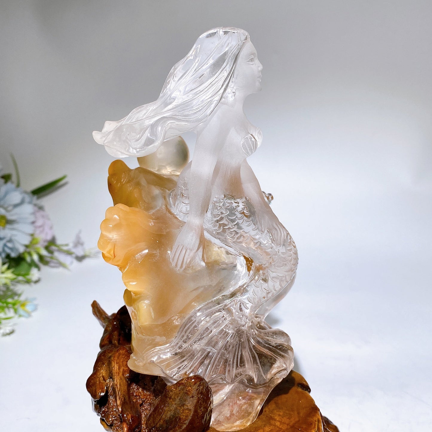 Unique Clear Quartz Mermaid Carving Crystal Healing Bulk Wholesale