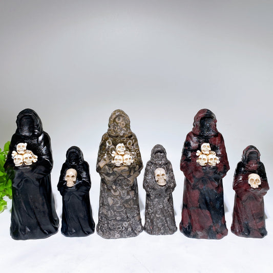 1.4" 3.6" Crystal No-Head Ghost Holding Skull Carving Crystal Healing Bulk Wholesale