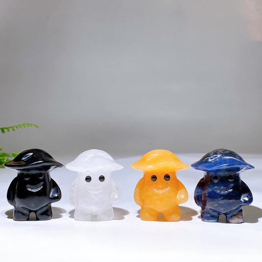 1.9" Mixed Crystal Mushroom Kid Carving Wholesale