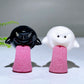 2.3" Black Obsidian White Jade Ghost Carving for Halloween Wholesale