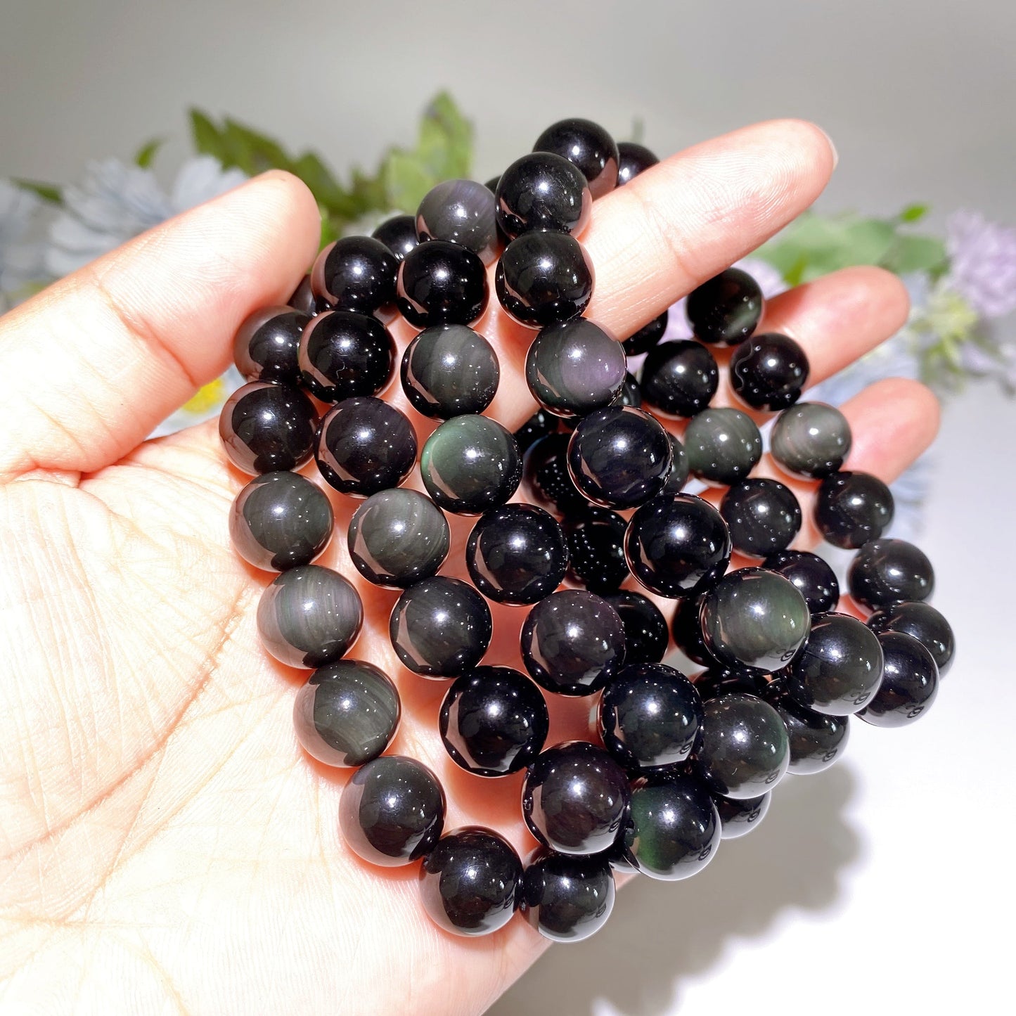 10mm 12mm Rainbow Obsidian Bracelet Crystal Healing Bulk Wholesale