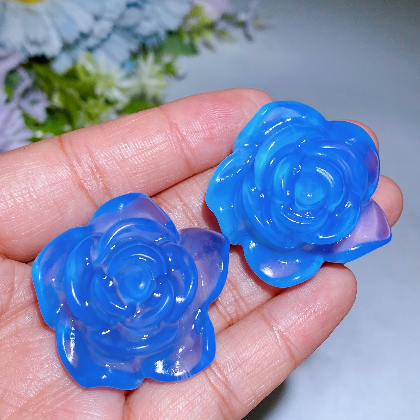 1.5" Opalite Flower Carving Crystal Healing Bulk Wholesale