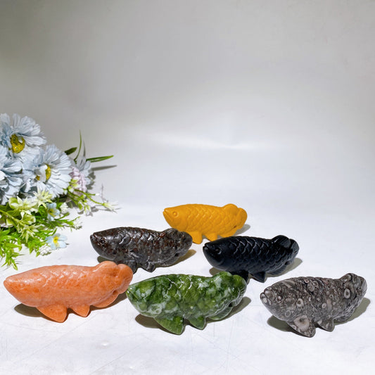 3.9" Crystal Asian Arowana Crystal Fish Carving Crystal Healing Bulk Wholesale