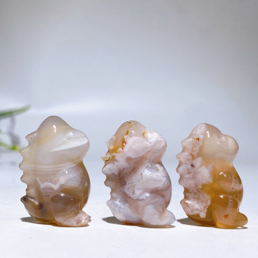 1.2" Mini Flower Agate Dinosaur Carving Crystal Healing Bulk Wholesale