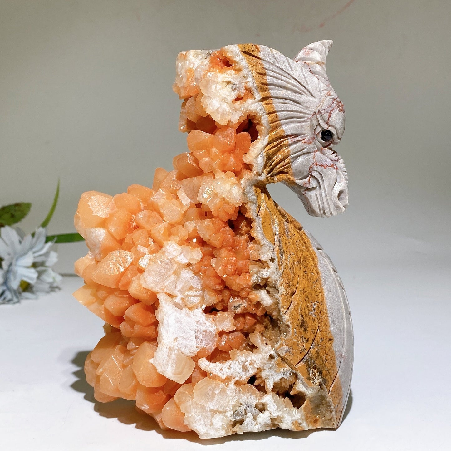 15.5cm Unique Calcite Cluster Dragon Carving Crystal Healing Bulk Wholesale