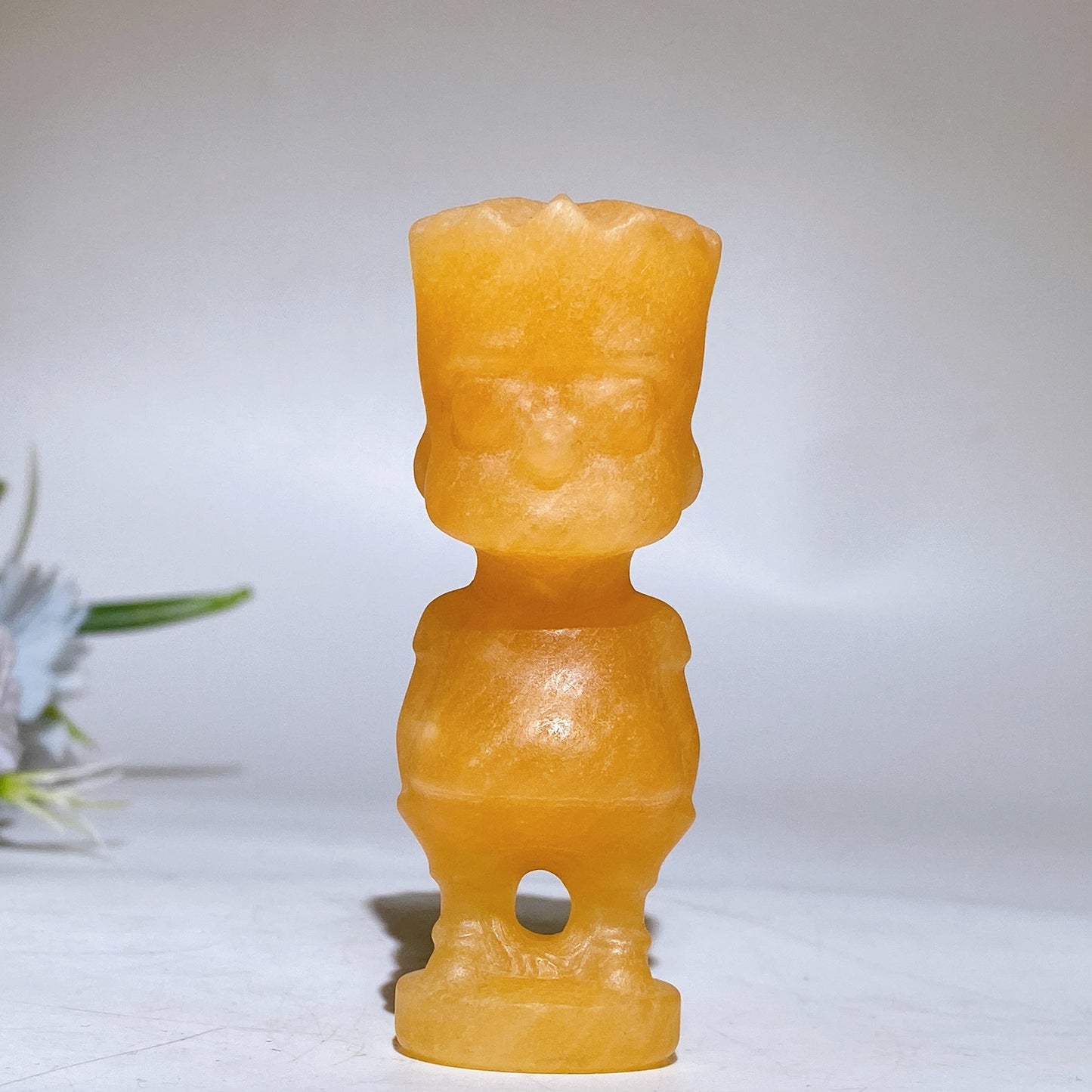 3.0"-4.0" Orange Calcite Simpson Family Character Carving Crystal Healing Bulk Wholesale