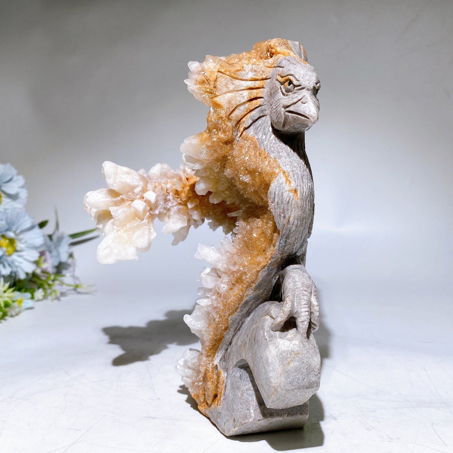 20cm Unique Calcite Cluster Phoenix Carving Crystal Healing Bulk Wholesale