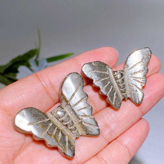 1.4"-1.7" Pyrite Butterfly Carving Crystal Healing Bulk Wholesale