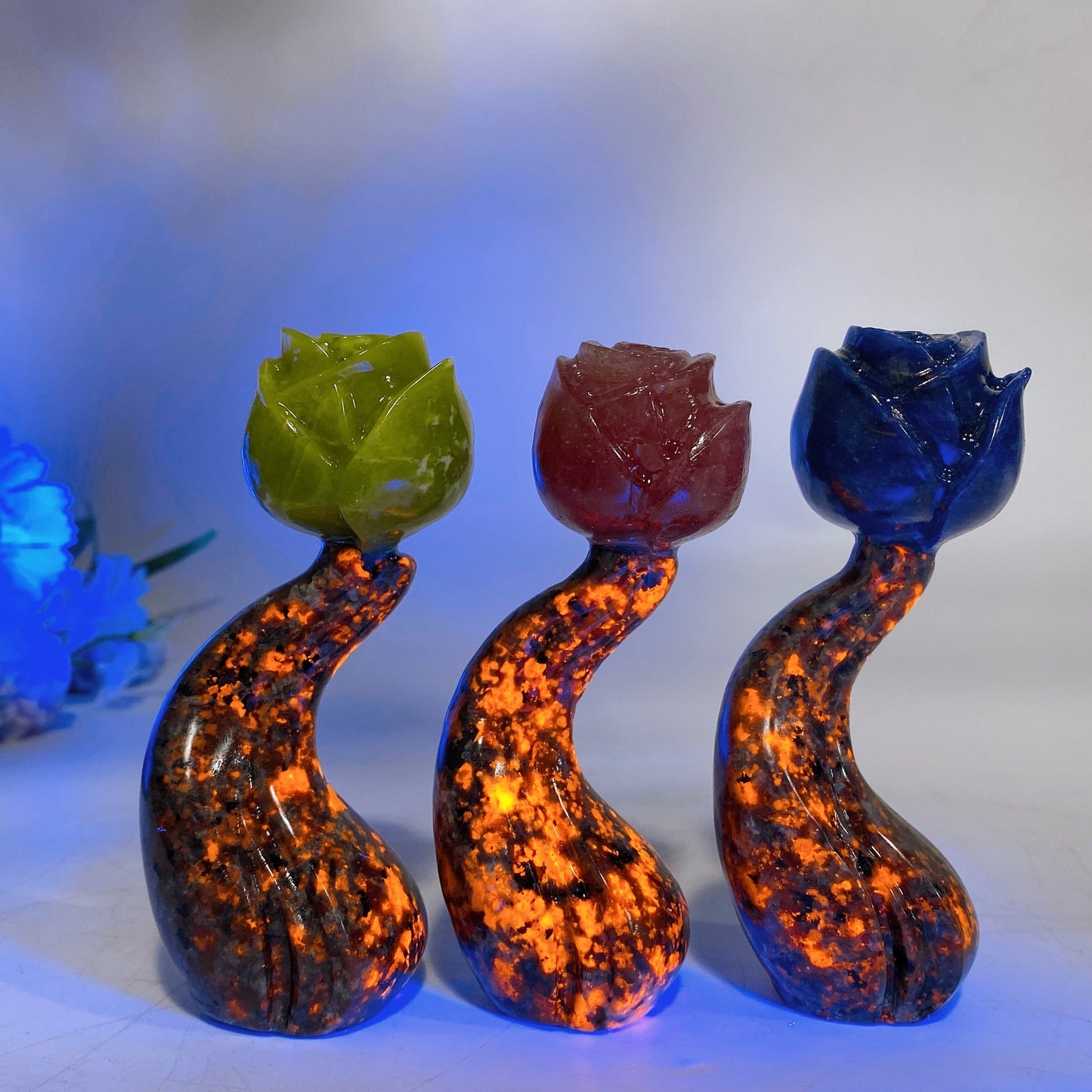 4.6" Crystal Flower with Yooperlite Steam Carving Crystal Healing Bulk Wholesale