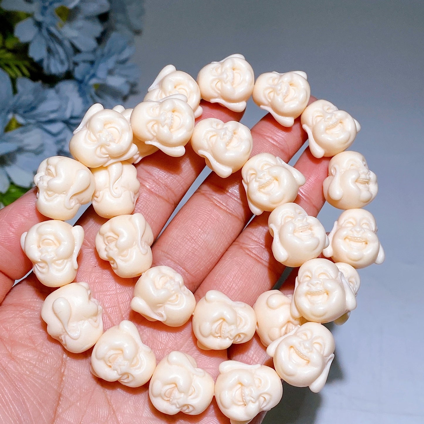 16mm Ivory Nut Buddha Head Bracelet Crystal Healing Bulk Wholesale