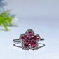 Cooper Silver Plated Garnet Flower Ring Crystal Healing Bulk Wholesale
