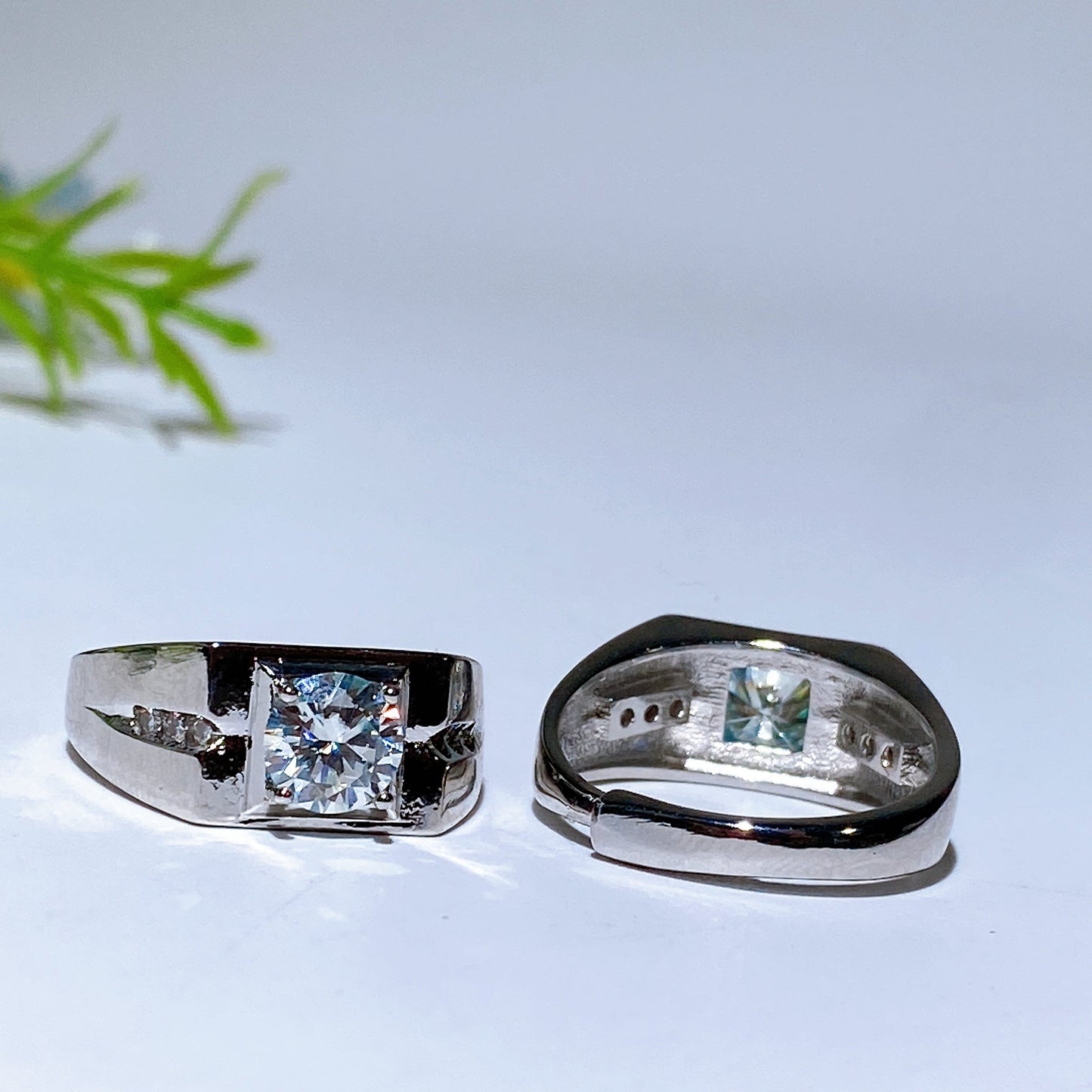 Cooper Silver Plated Moissanite Men Ring