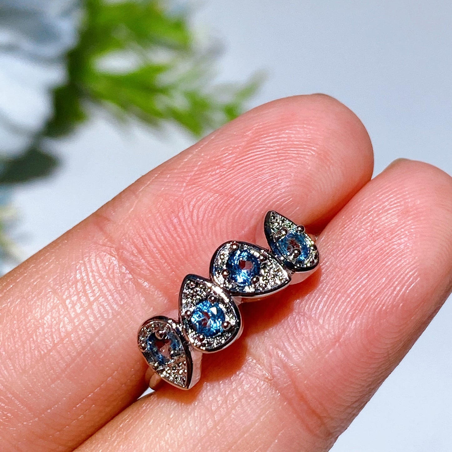 Cooper Silver Plated Blue Topaz Ring Crystal Healing Bulk Wholesale