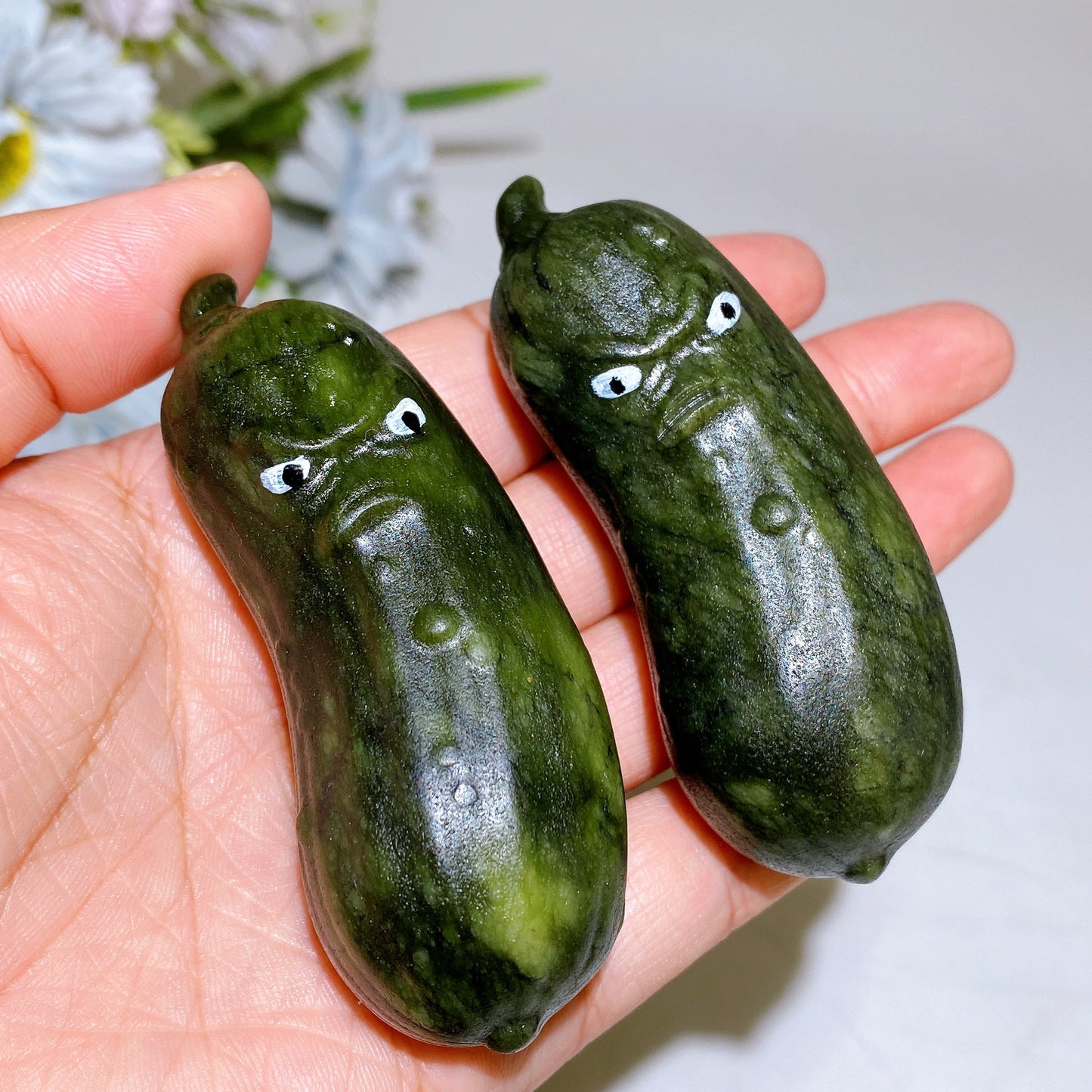 3.0" Serpentine Cucumber Vegetable Carving Crystal Healing Bulk Wholesale