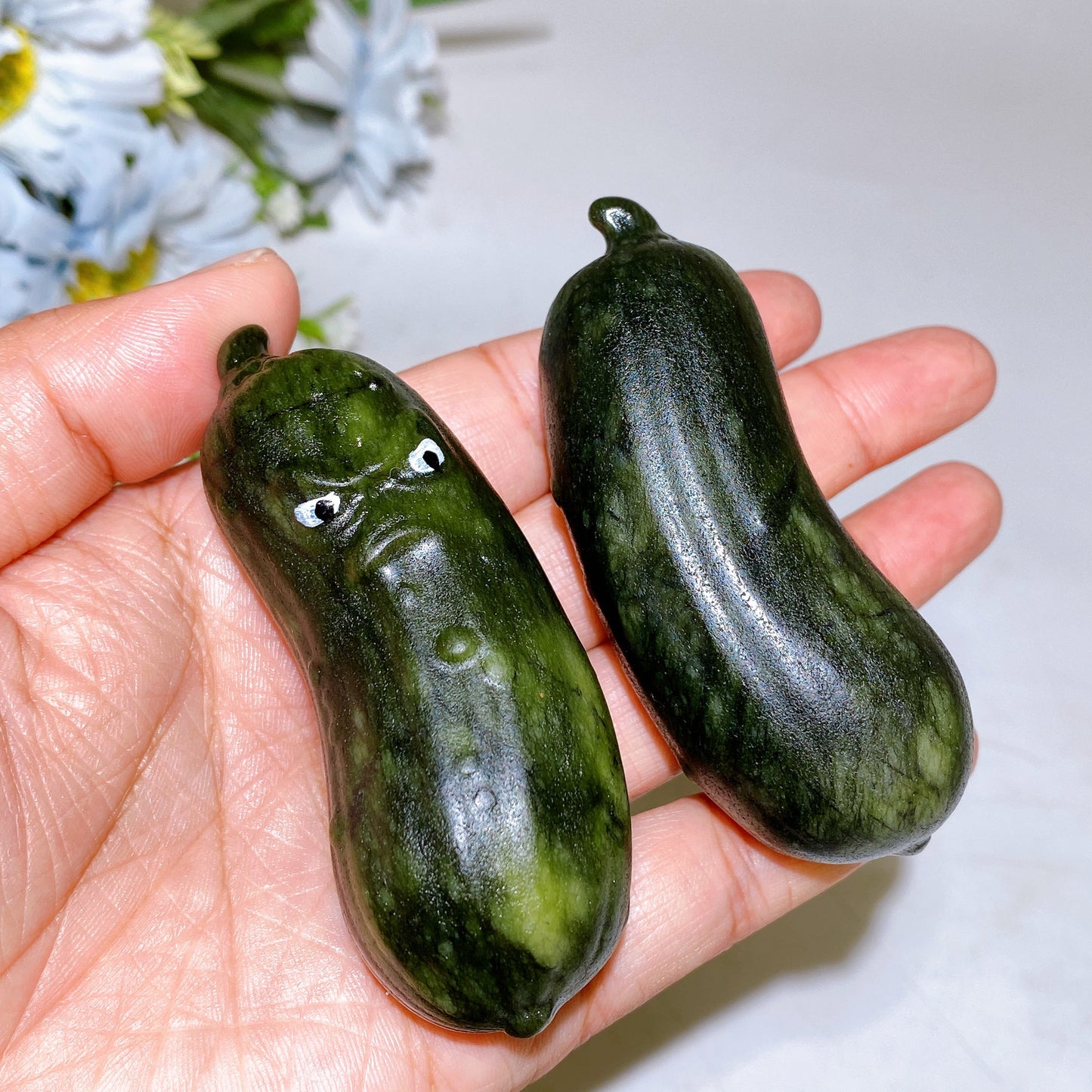 3.0" Serpentine Cucumber Vegetable Carving Crystal Healing Bulk Wholesale