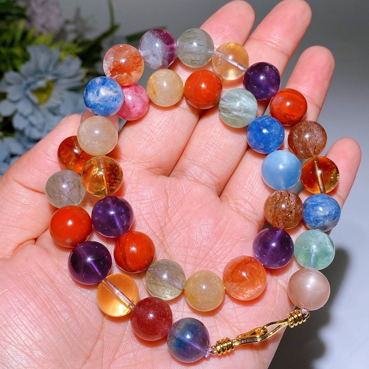 12mm Multi Crystal Necklace Crystal Healing Bulk Wholesale