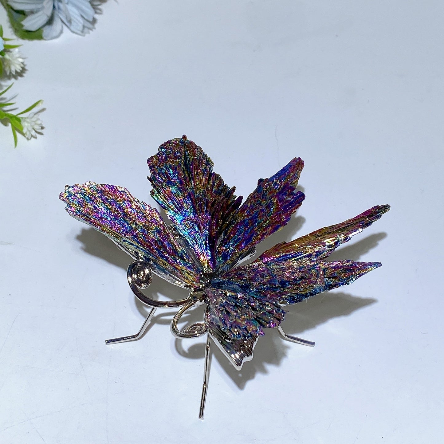 Aura Tourmaline Crystal Metal Butterfly Free Form Crystal Healing Bulk Wholesale