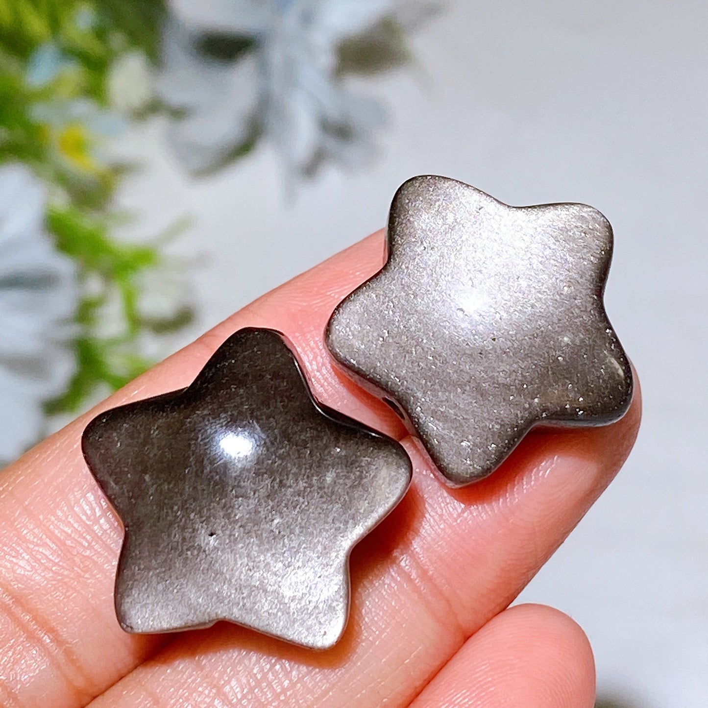 Drilled Silver Obsidian Carvings for Bracelet Necklace DIY Crystal Healing Bulk Wholesale